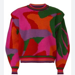 ❌SOLD❌ Farm Rio abstract scarf sweater #farmrio #farmriosweater